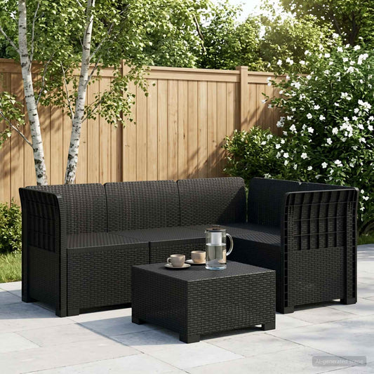4-Seater Garden Sofa Rattan Look PP Anthracite