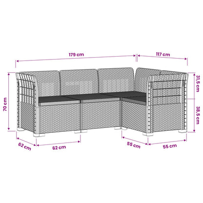 4-Seater Garden Sofa Rattan Look PP Anthracite