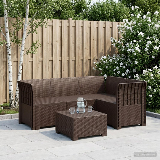 4-Seater Garden Sofa Rattan Look PP Brown