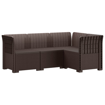 4-Seater Garden Sofa Rattan Look PP Brown