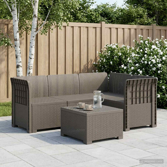 4-Seater Garden Sofa Rattan Look PP Light Grey