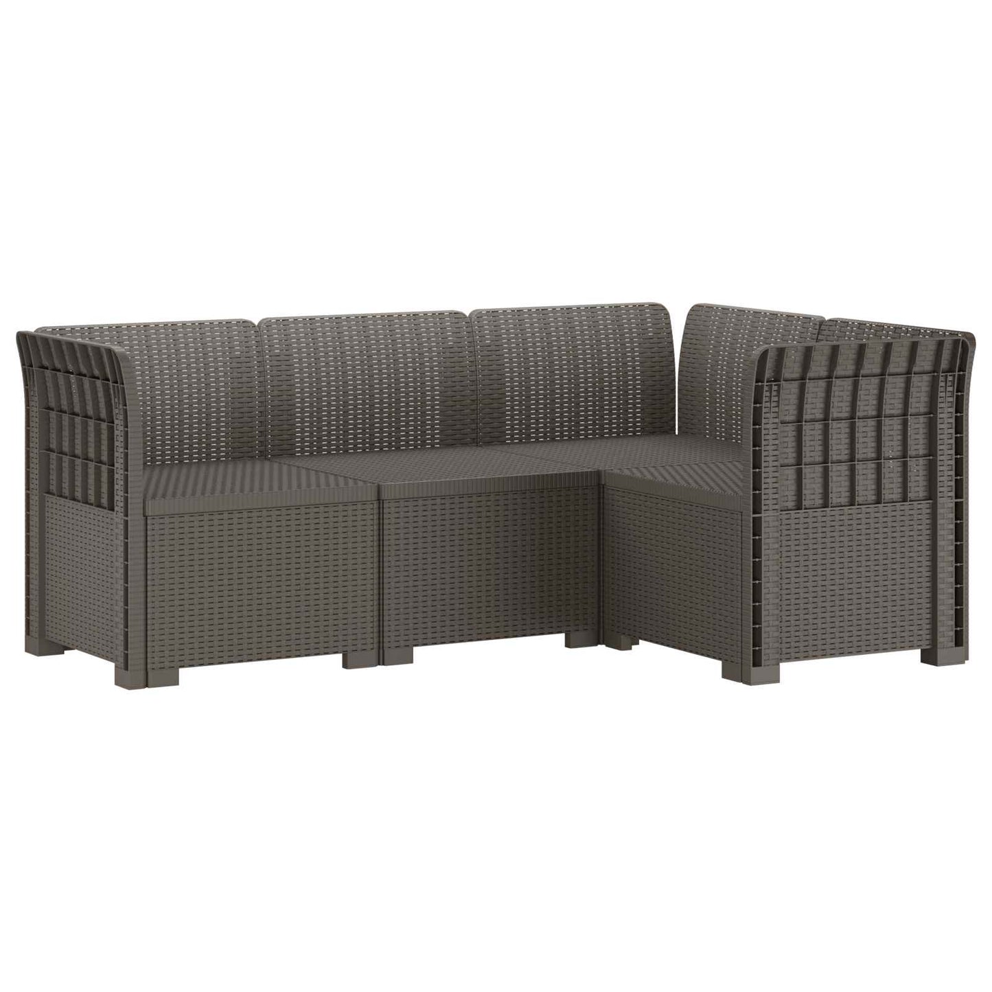 4-Seater Garden Sofa Rattan Look PP Light Grey