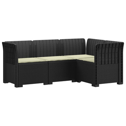 4-Seater Garden Sofa with Cushions Rattan Look PP Anthracite