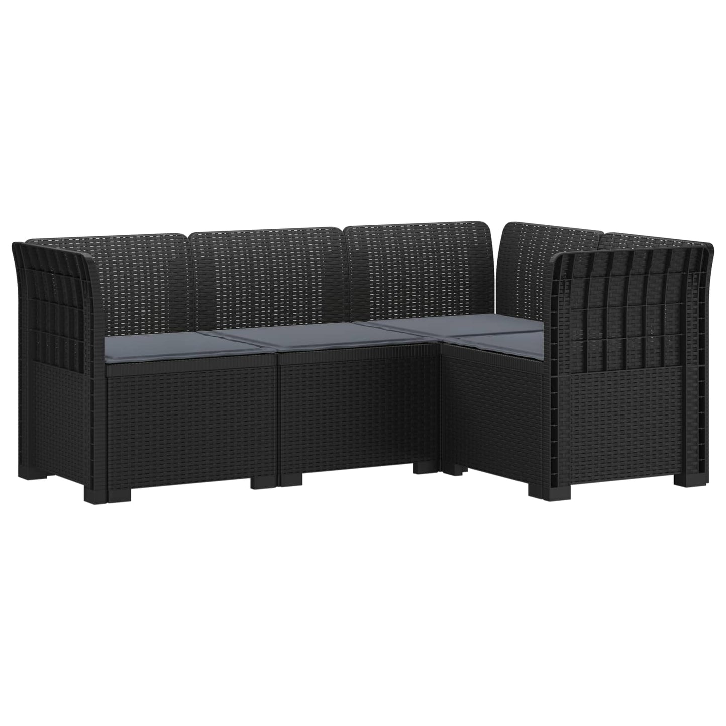 4-Seater Garden Sofa with Cushions Rattan Look PP Anthracite