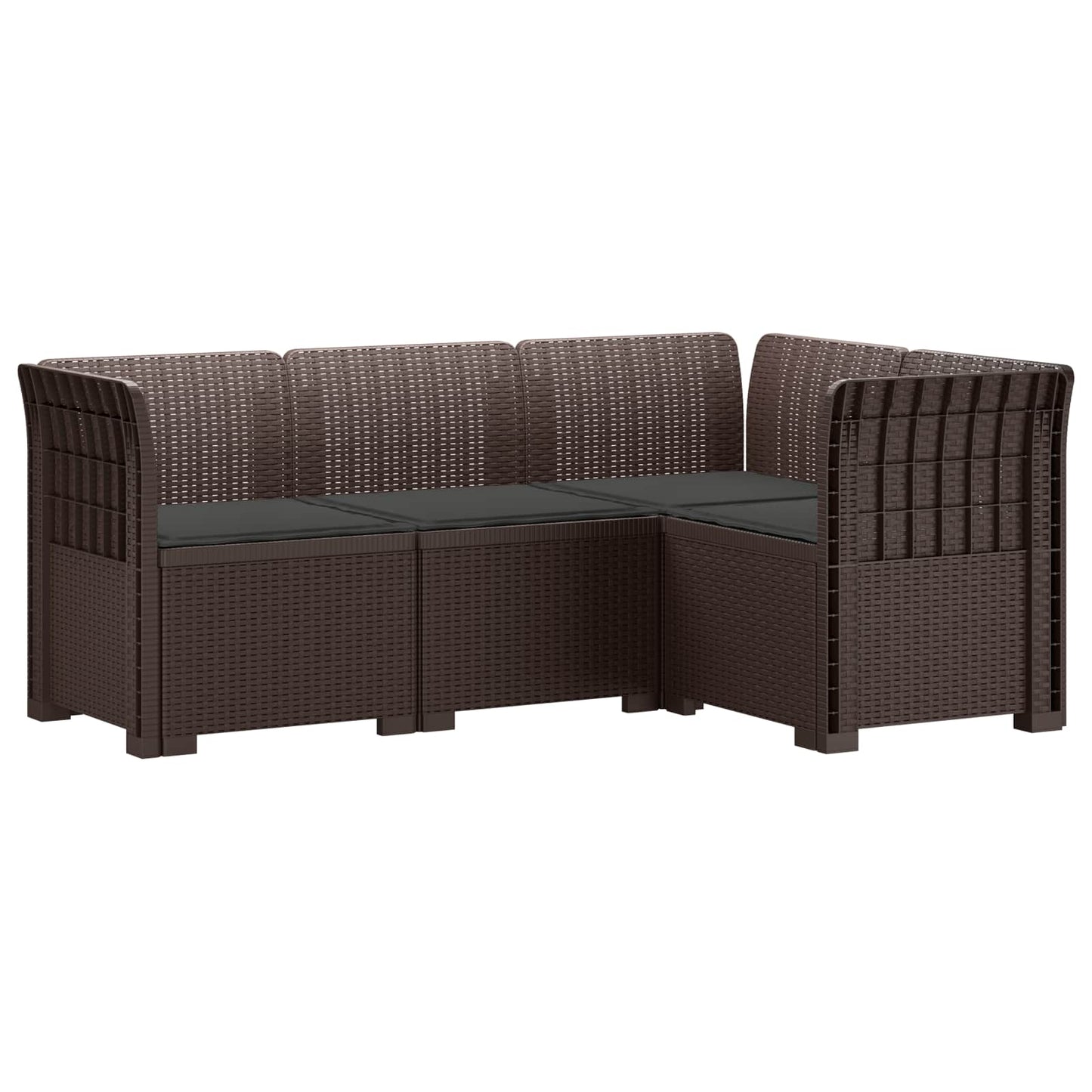 4-Seater Garden Sofa with Cushions Rattan Look PP Brown