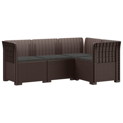4-Seater Garden Sofa with Cushions Rattan Look PP Brown