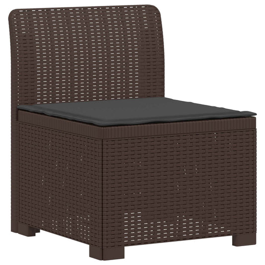 4-Seater Garden Sofa with Cushions Rattan Look PP Brown