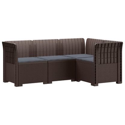 4-Seater Garden Sofa with Cushions Rattan Look PP Brown