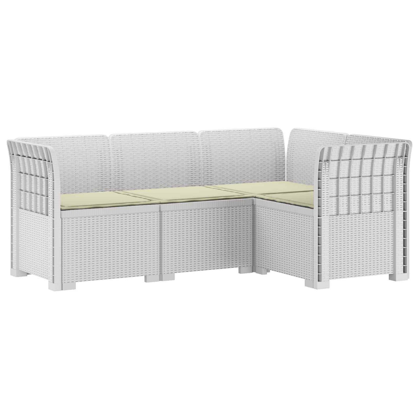 4-Seater Garden Sofa with Cushions Rattan Look PP White