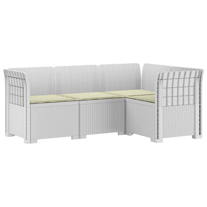 4-Seater Garden Sofa with Cushions Rattan Look PP White