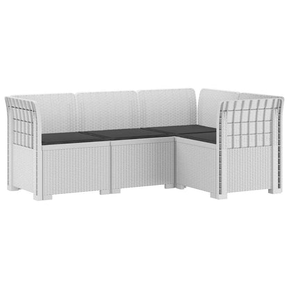 4-Seater Garden Sofa with Cushions Rattan Look PP White