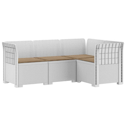 4-Seater Garden Sofa with Cushions Rattan Look PP White