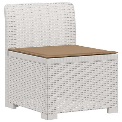 4-Seater Garden Sofa with Cushions Rattan Look PP White