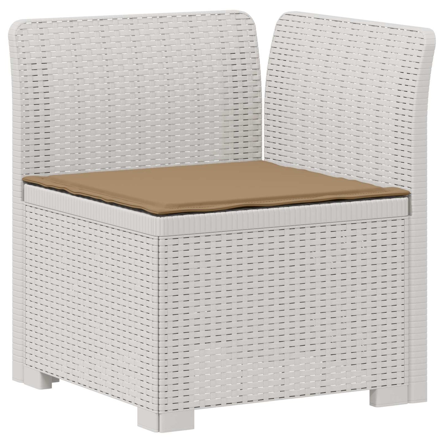 4-Seater Garden Sofa with Cushions Rattan Look PP White