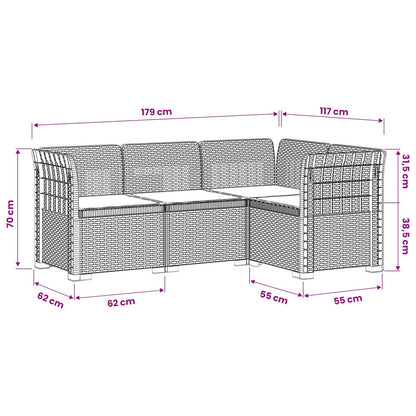 4-Seater Garden Sofa with Cushions Rattan Look PP White
