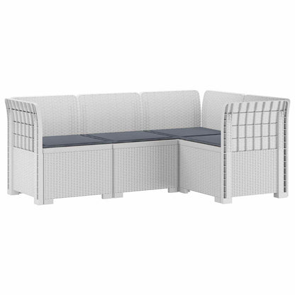 4-Seater Garden Sofa with Cushions Rattan Look PP White