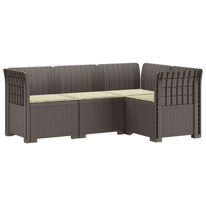 4-Seater Garden Sofa with Cushions Rattan Look PP Light Grey
