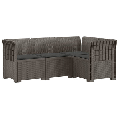 4-Seater Garden Sofa with Cushions Rattan Look PP Light Grey