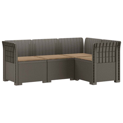 4-Seater Garden Sofa with Cushions Rattan Look PP Light Grey