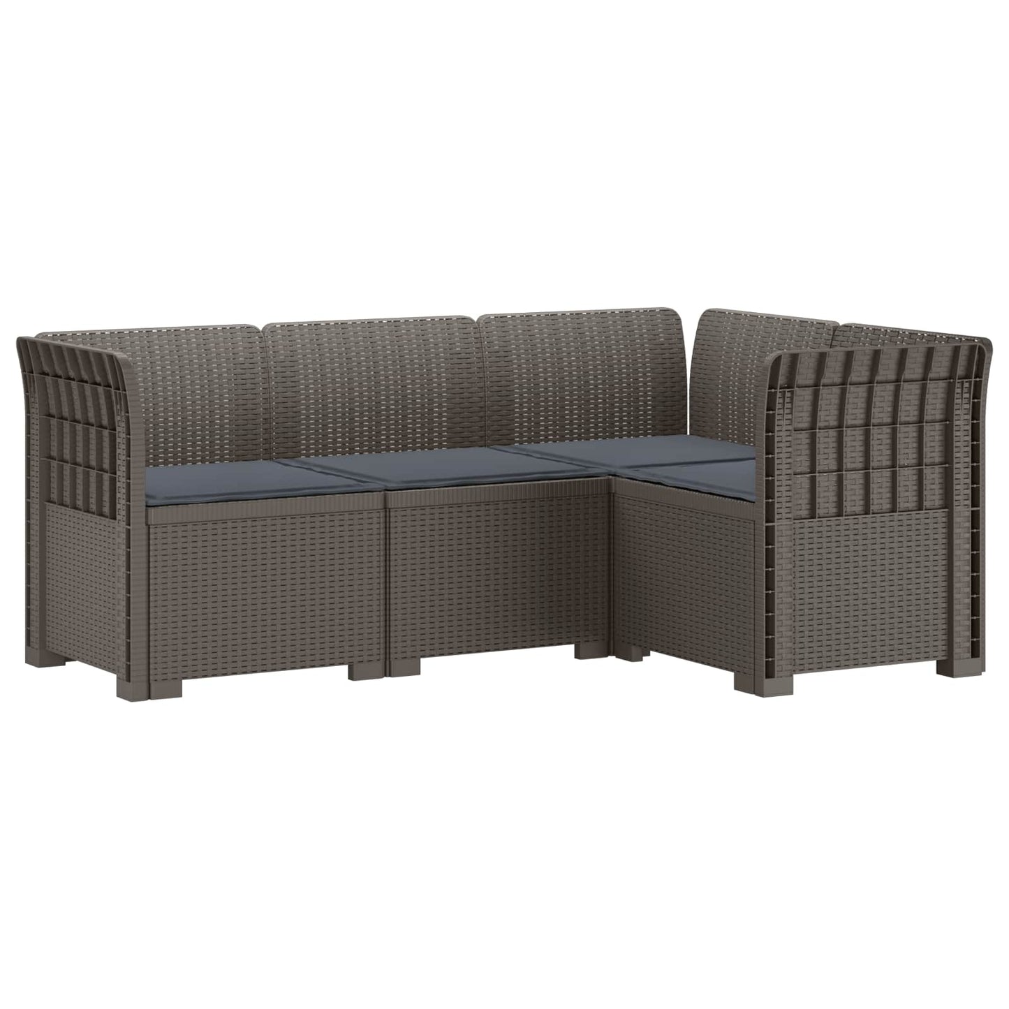 4-Seater Garden Sofa with Cushions Rattan Look PP Light Grey