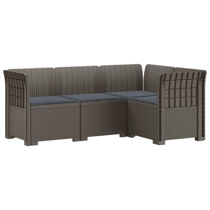 4-Seater Garden Sofa with Cushions Rattan Look PP Light Grey