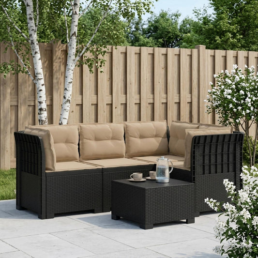 4-Seater Garden Sofa with Cushions Rattan Look PP Anthracite