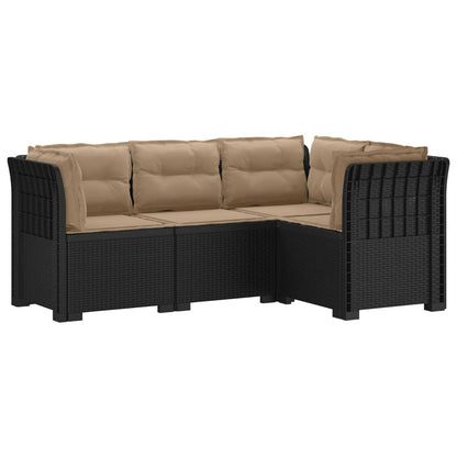 4-Seater Garden Sofa with Cushions Rattan Look PP Anthracite