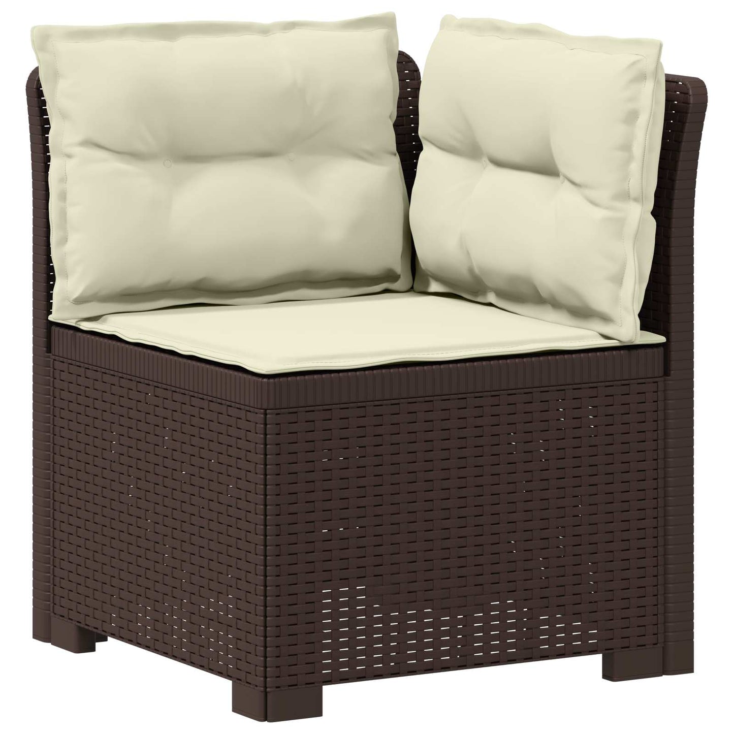 4-Seater Garden Sofa with Cushions Rattan Look PP Brown