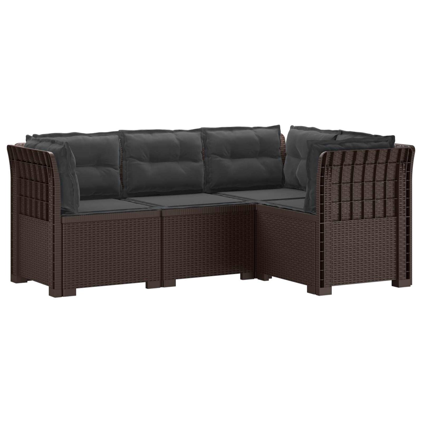 4-Seater Garden Sofa with Cushions Rattan Look PP Brown