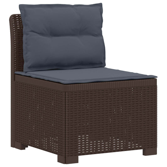 4-Seater Garden Sofa with Cushions Rattan Look PP Brown