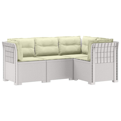 4-Seater Garden Sofa with Cushions Rattan Look PP White