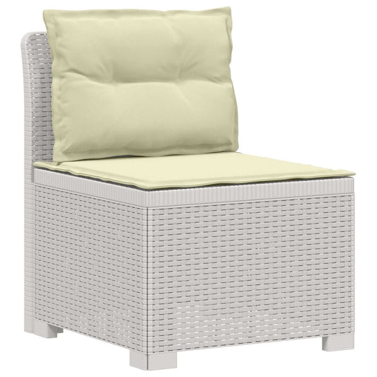 4-Seater Garden Sofa with Cushions Rattan Look PP White