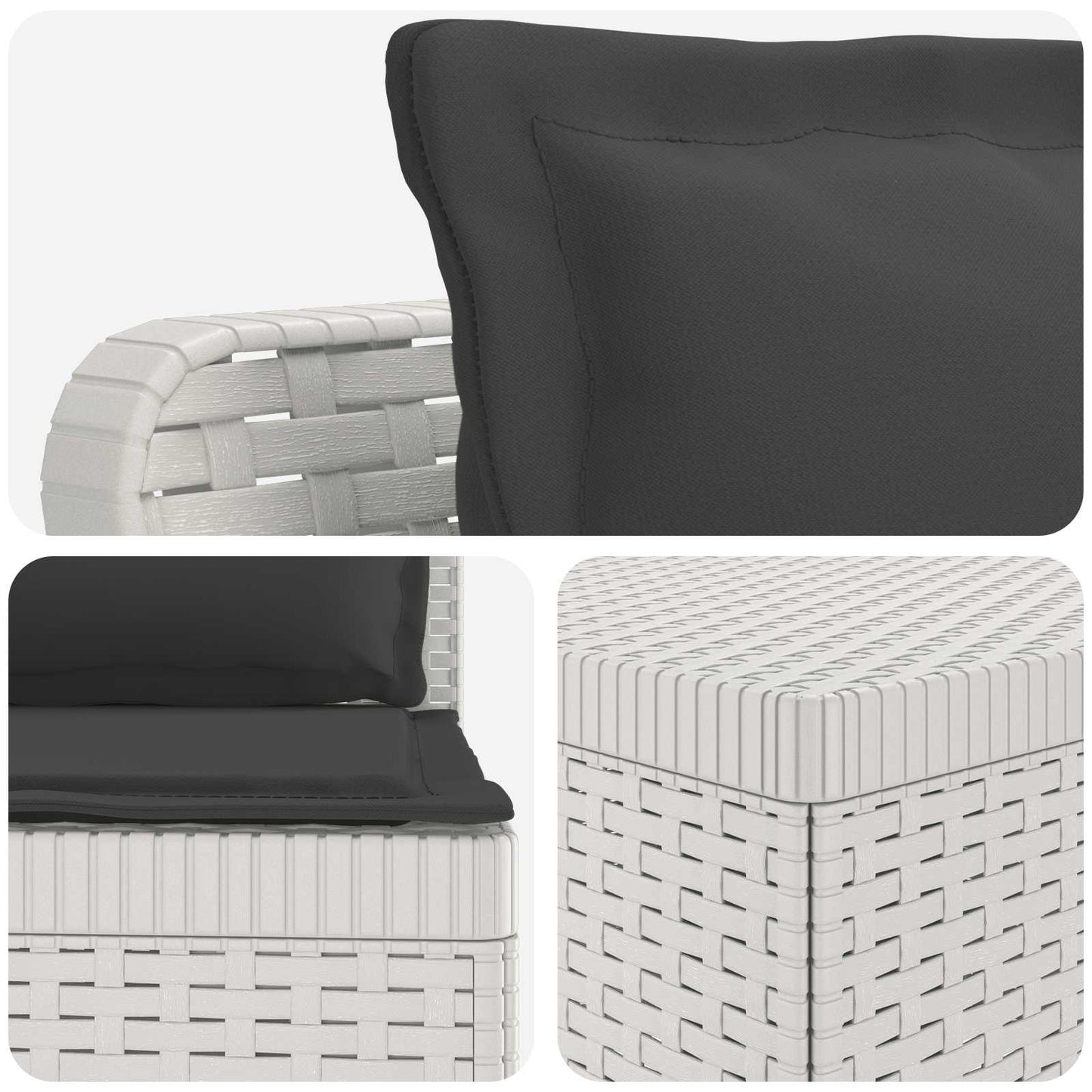 4-Seater Garden Sofa with Cushions Rattan Look PP White