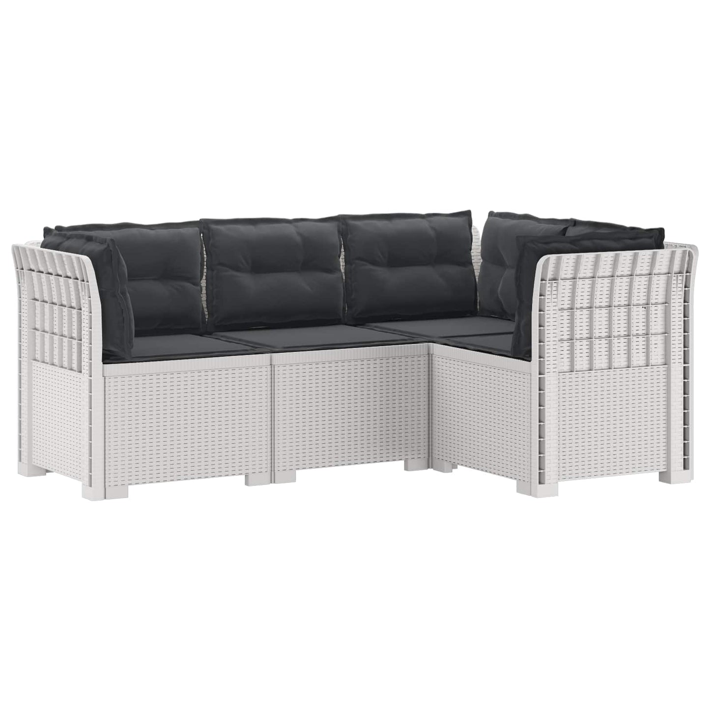 4-Seater Garden Sofa with Cushions Rattan Look PP White