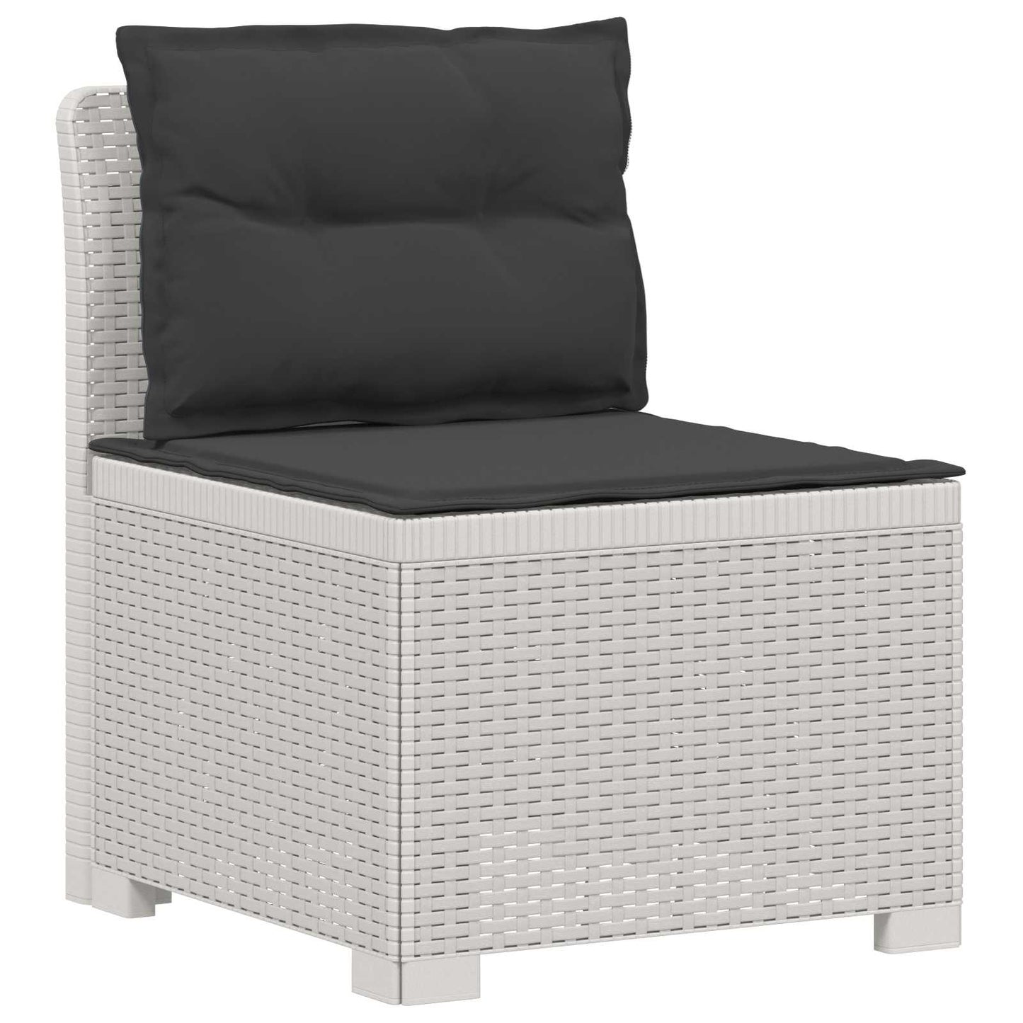 4-Seater Garden Sofa with Cushions Rattan Look PP White