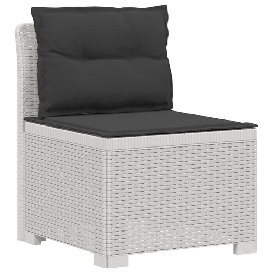 4-Seater Garden Sofa with Cushions Rattan Look PP White
