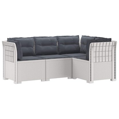 4-Seater Garden Sofa with Cushions Rattan Look PP White