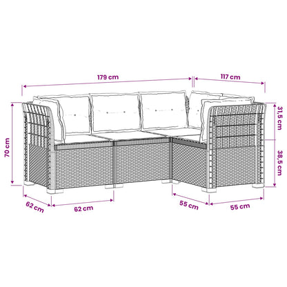 4-Seater Garden Sofa with Cushions Rattan Look PP Light Grey