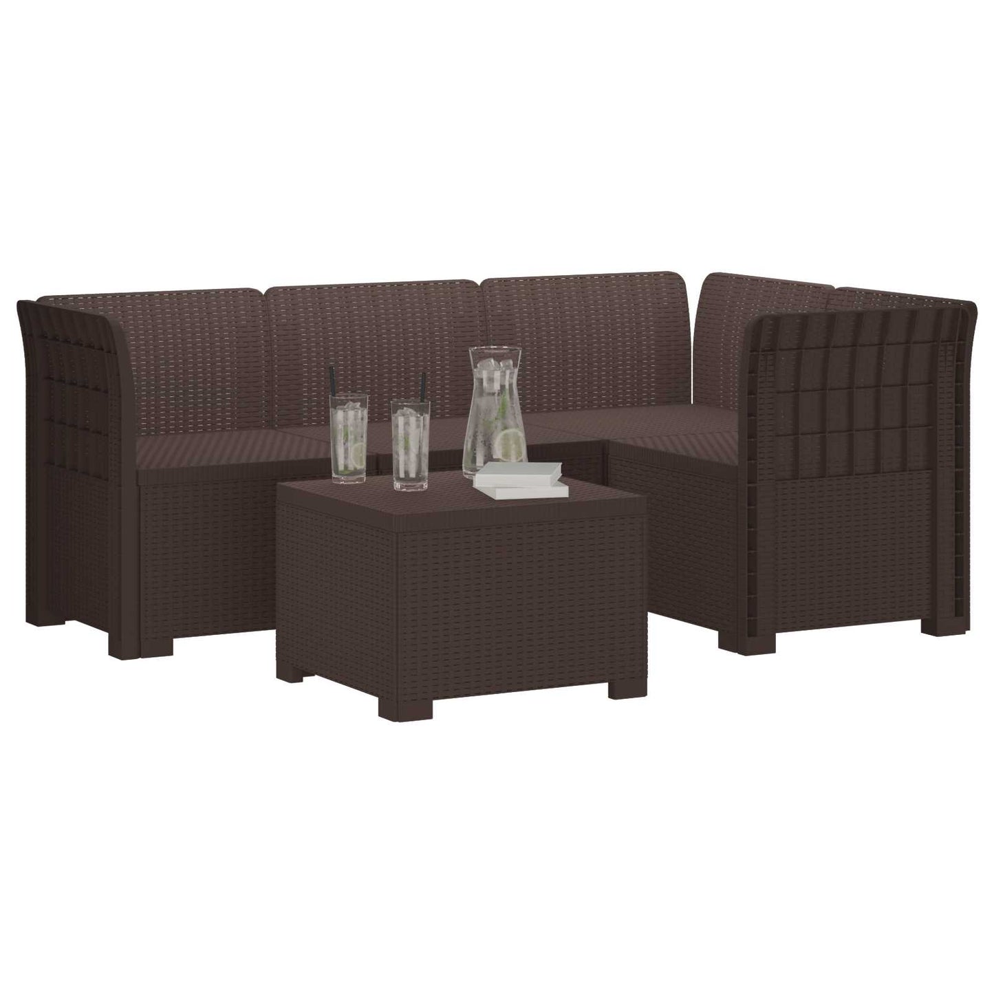 4-Seater Garden Sofa Rattan Look PP Brown