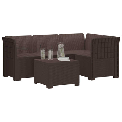 4-Seater Garden Sofa Rattan Look PP Brown