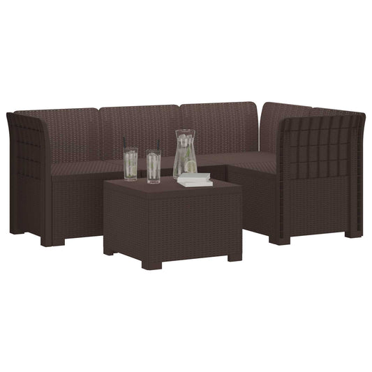 4-Seater Garden Sofa Rattan Look PP Brown