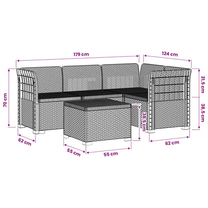 4-Seater Garden Sofa Rattan Look PP Brown