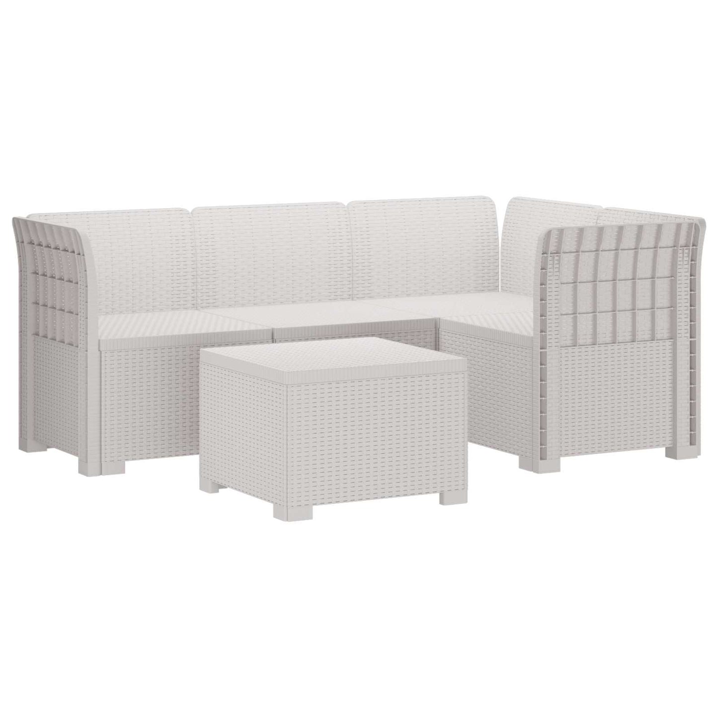4-Seater Garden Sofa Rattan Look PP White