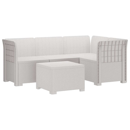 4-Seater Garden Sofa Rattan Look PP White