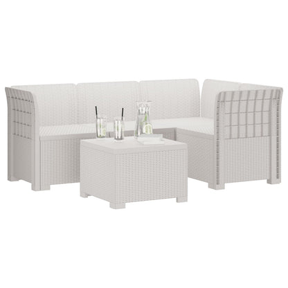4-Seater Garden Sofa Rattan Look PP White