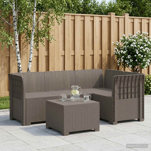 4-Seater Garden Sofa Rattan Look PP Light Grey
