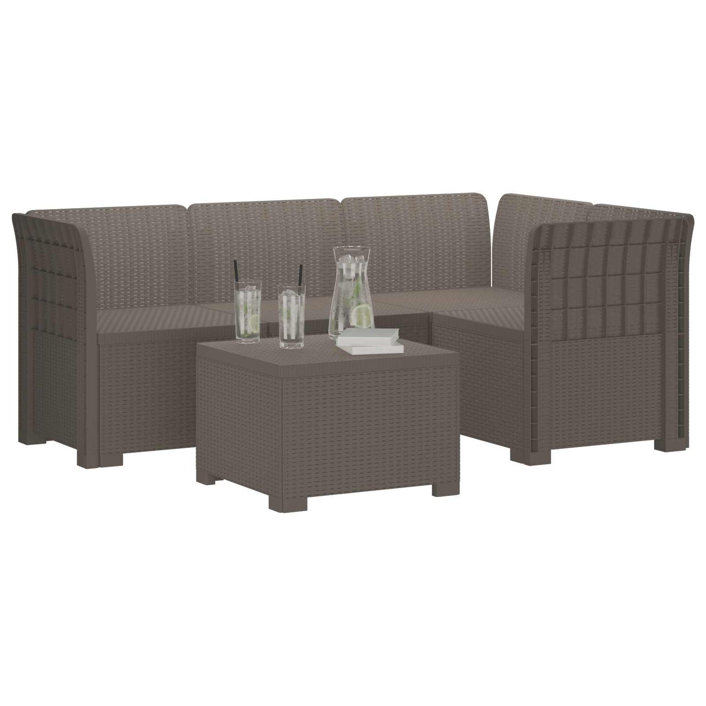 4-Seater Garden Sofa Rattan Look PP Light Grey