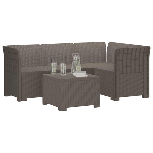4-Seater Garden Sofa Rattan Look PP Light Grey