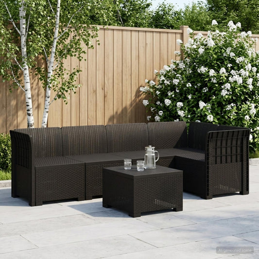 5-Seater Garden Sofa Rattan Look PP Anthracite