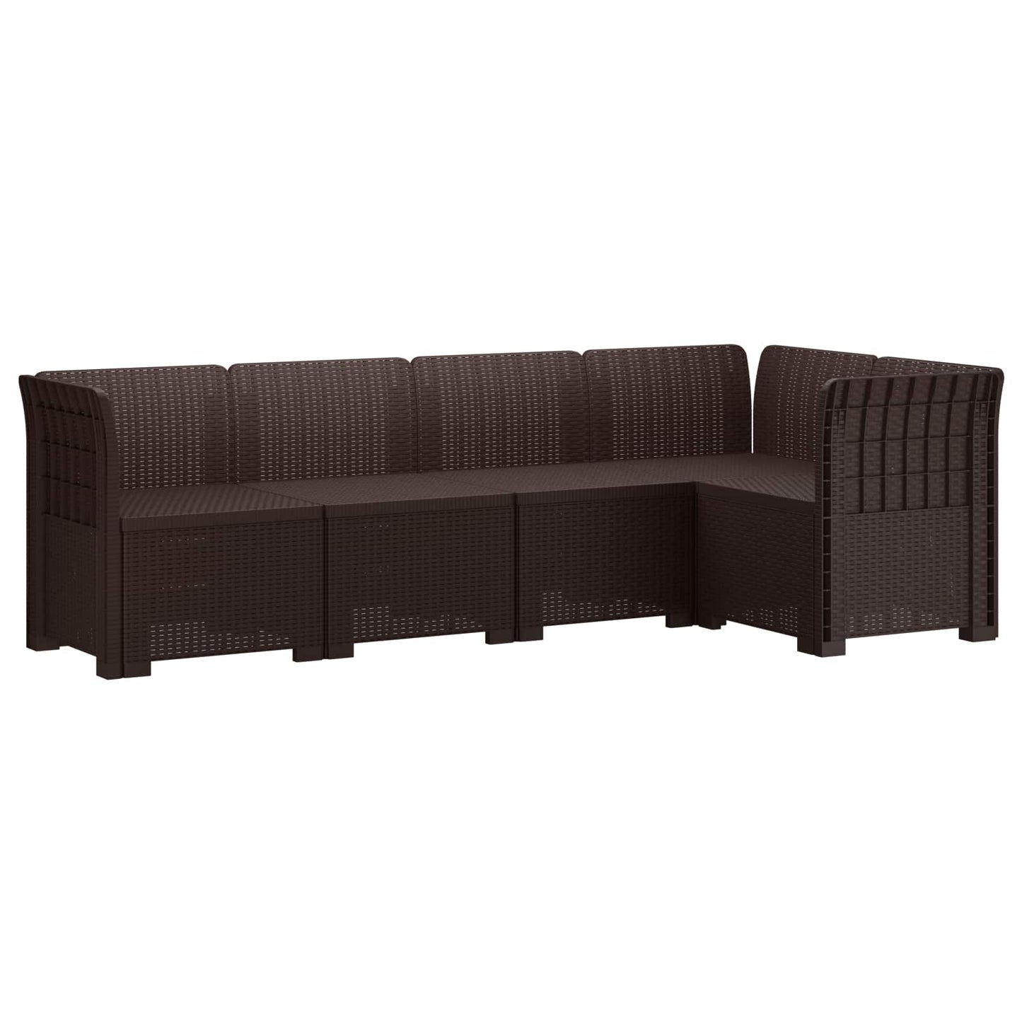 5-Seater Garden Sofa Rattan Look PP Brown